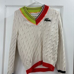 Lacoste Neon Green, Cream & Orange Knit Sweater